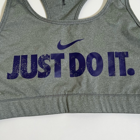 Nike Pro Dri-Fit Just Do It Logo Sports Bra Grey Blue Size L - Picture 5 of 7